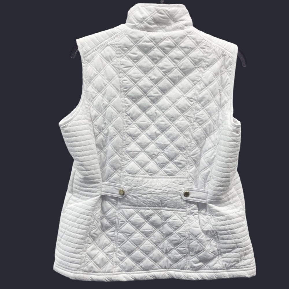 WEATHERPROOF Brand Quilted Lined Vest White with Gold Accents ADJUST. WAIST M. - Picture 5 of 15